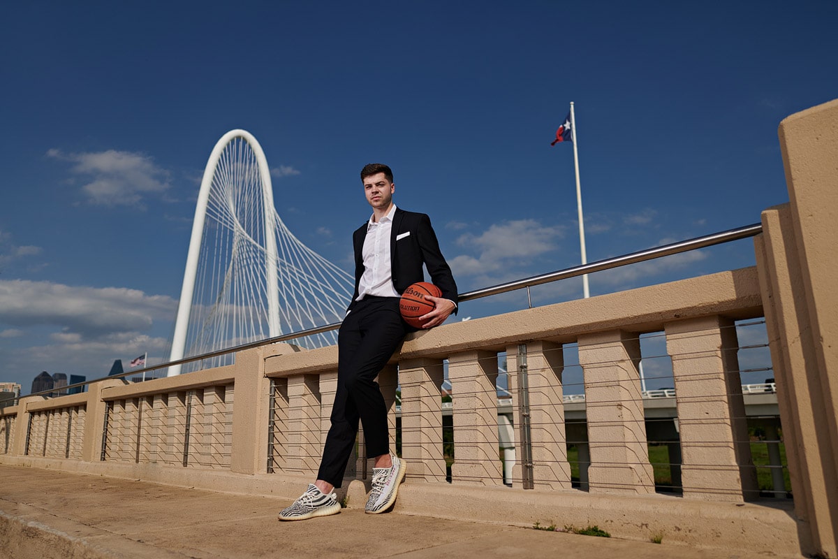 Bishop Lynch Senior Portraits on the kirk bridge in downtown Dallas Texas