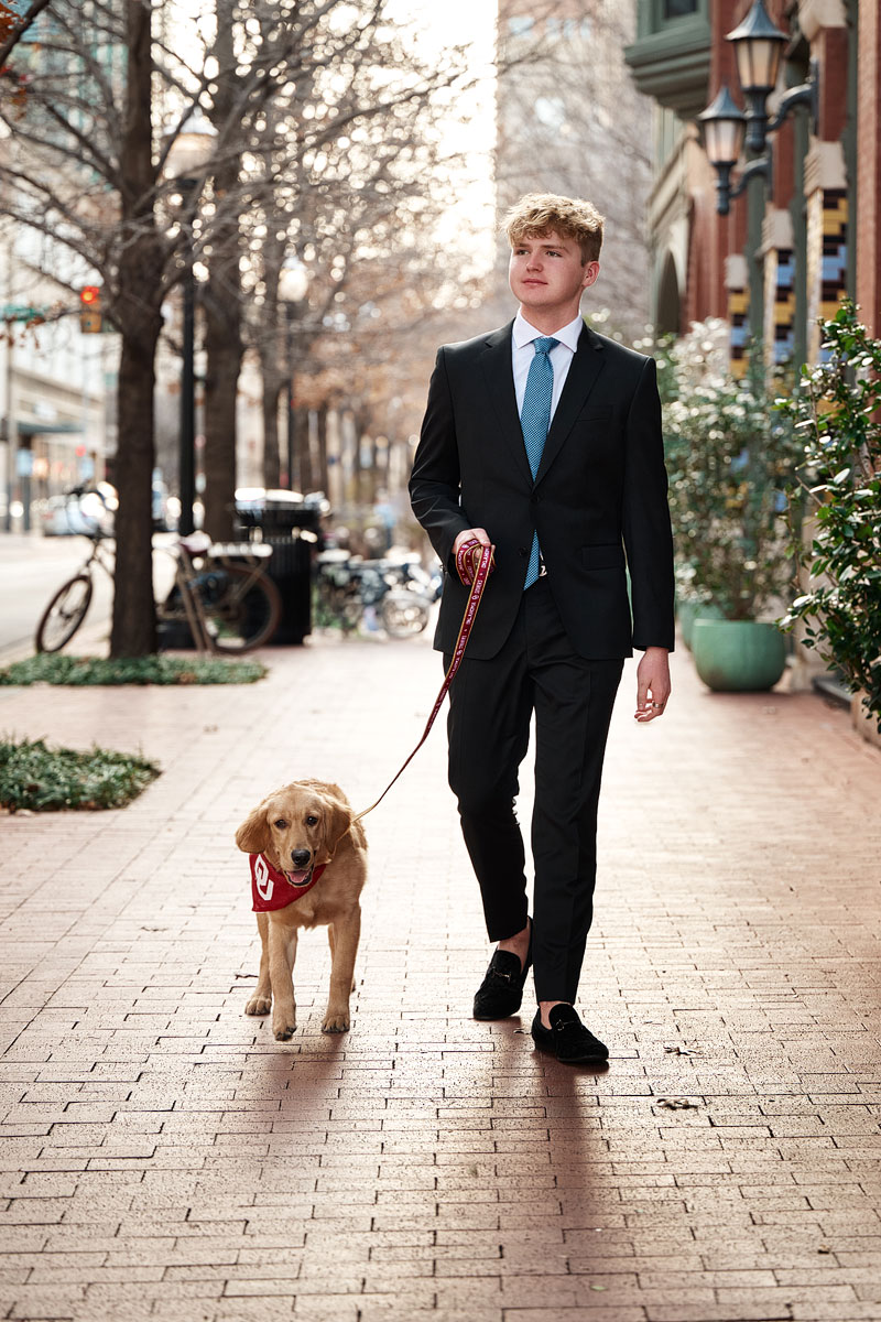 Best time of year for senior portraits in winter highland park senior with dog